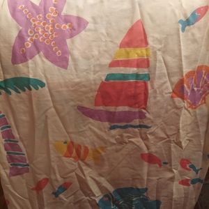 Cannon colorful Beach seashore sailboats double flat sheet colorful like new